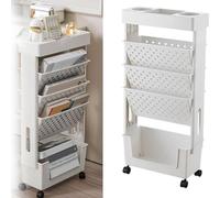 Mobile Rolling Storage Shelf - Narrow BookCart with Wheels Multi-Purpose File Trolley for Classroom Bedroom and Library - Perfect for Easy nization