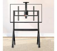 Mobile Rolling TV Stand Cart with Adjustable Height and Lockable Wheels for Large Screens