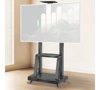 Mobile Rolling TV Stand - Height Adjustable Metal Frame with AV/Camera Shelf, Perfect for Home or Office Use