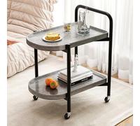 Mobile Service Cart with Wheels 2-Tier Wooden nizer Shelves for Home Beauty Salon Rolling Utility Cart Grey Coffee Table Storage Solutions
