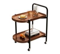 Mobile Service Cart with Wheels 2-Tier Wooden Storage nizer Beauty Salon Utility Cart Walnut Finish Rolling Shelves for Home & Living Room Stylish Coffee Table