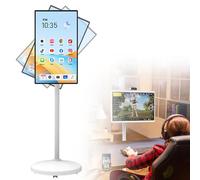 Mobile Smart Touch Screen Monitor with 10000mAh Battery, Wireless TV on Wheels for Portable Entertainment and Video Calls