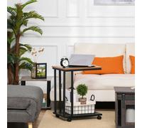 HOMCOM Mobile Sofa Side End Coffee C Table Laptop Stand Rolling Castos Stoage To
