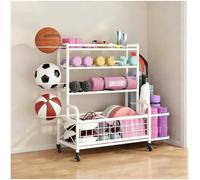 Mobile Sports Equipment Storage Rack with Wheels