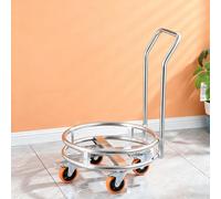 Mobile Stainless Steel Pot Holder with Wheels - Gas Bottle Stand & Drum Rack for Milk Buckets & Soup Pots (62x62x75cm) - Versatile Kitchen Storage Solution