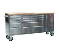 Mobile Stainless Steel Tool Cabinet 10 Drawer & Cupboard Sealey