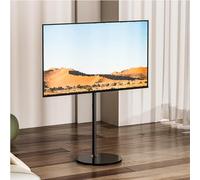 Mobile Stand - Tv Floor Stand For 32-65 Inch Tv, Universal Height Adjustable Floor Tv Stand With Glass Base, Design With Hidden Line Inside The Tube Universal Tv Floor Stand