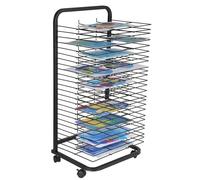 Mobile Steel Paint Drying Rack - Foldable Air Drying Rack with 20 Shelves Lockable Wheels for Classrooms & Artists Space-Saving Sturdy Design for Efficient Drying