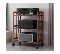 Mobile Stereo Rack with Adjustable Shelves Large Capacity Audio-Video Storage Corner Bookshelf on Universal Wheels for Office and Home Entertainment Systems