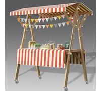 Mobile Street Food Vendor Cart on Wheels, Portable Display Stand Table for Farmers Market and Ice Cream Stalls