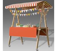 Mobile Street Food Vendor Cart on Wheels, Portable Display Stand Table for Farmers Market and Ice Cream Stalls