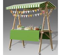 Mobile Street Food Vendor Cart on Wheels, Portable Ice Cream Cart, Farmers Market Stalls Display Stand Table