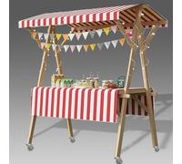 Mobile Street Food Vendor Cart on Wheels, Portable Ice Cream Display Stand for Farmers Market, Collapsible Design, Ideal for Outdoor Use