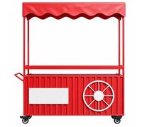 Mobile Street Vendor Cart with Wheels, Metal Display Stand with Canopy and Handle for Markets, Parties, Events