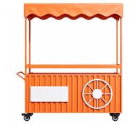 Mobile Street Vendor Cart with Wheels, Metal Display Stand with Canopy and Handle for Markets, Parties, Events