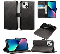 Mobile Stuff Case Compatible With iPhone 13 Leather Wallet Book Flip Folio Stand View Cover Magnetic Closure with Card Slots for iPhone 13 [6.1 Inch] (Black)