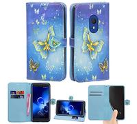 Mobile Stuff For Alcatel 1C 2019 Case, Wallet Case Magnetic Flip Leather Cover With Card Slots and Stand Feature For Alcatel 1C 2019 (Butterfly Gold)
