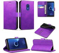 Mobile Stuff For Alcatel 1C 2019 Case, Wallet Case Magnetic Flip Leather Cover With Card Slots and Stand Feature For Alcatel 1C 2019 (Purple)