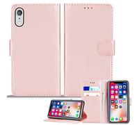 Mobile Stuff iPhone XR Leather Wallet Case - Folio Flip Book Cover with Magnetic Clasp Closure - Adjustable Viewing Stand (iPhone XR, Rose Gold)