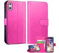 Mobile Stuff iPhone XS Max Leather Wallet Case - Folio Flip Book Cover with Magnetic Clasp Closure - Adjustable Viewing Stand (iPhone XS Max, Pink)