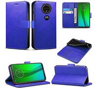 Mobile Stuff Motorola Moto G7 Power Case, Leather Wallet with Flip Cover, Credit Card Pockets and Stand Compatible For Moto G7 Powe (6.2") (Blue)