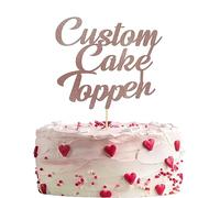 Mobile Stuff Personalised Glitter Cake Topper Happy Birthday Decorations Glitter Card Any Text Customised Wedding Party Multicolour 1st 13th 16th 18th 21st 30th 40th 50th 60th 70th (Rose Gold)