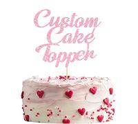 Mobile Stuff Personalised Glitter Cake Topper Happy Birthday Decorations Glitter Card Any Text Customised Wedding Party Multicolour 1st 13th 16th 18th 21st 30th 40th 50th 60th 70th (Hot Pink)