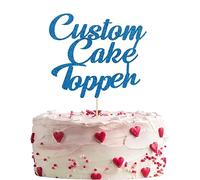 Mobile Stuff Personalised Glitter Cake Topper Happy Birthday Decorations Glitter Card Any Text Customised Wedding Party Multicolour 1st 13th 16th 18th 21st 30th 40th 50th 60th 70th (Blue)