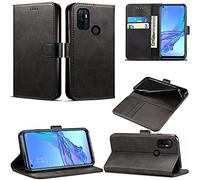 Mobile Stuff Premium Leather Flip Wallet Case With Card Slots and Stand Feature Compatible with OPPO A53 / OPPO A32 (6.5 inch) (Black)