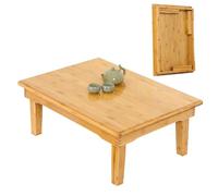 Mobile Table Bedside Stand Adjustable Office And Home Folding Table，Bamboo Japanese Dining Table - Folding Low Coffee Table for Sitting on The Floor - Foldable Kotatsu Table Farmhouse Medita