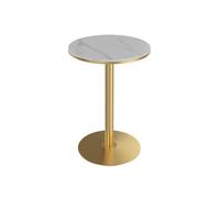 Mobile Table Bedside Stand Adjustable Office And Home Folding Table，Round Bar Height Table, Modern Pub Table, Marble Top Cocktail Table, High Top Table with Golden Iron Bracket - Ideal for D