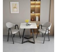 Mobile Table Bedside Stand Adjustable Office And Home Folding Table，Square Dining Table Set with 2 Chairs - Modern Coffee Shop Leisure Table & Chair Combination for Lounge, Living Room, Rece