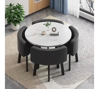 Mobile Table Bedside Stand Adjustable Office And Home Folding Table，Square Dining Table Set with 4 Chairs - Space-Saving Office Negotiation & Lounge Area Furniture for Kitchen & Dining Room