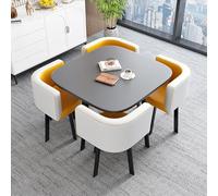 Mobile Table Bedside Stand Adjustable Office And Home Folding Table，Square Kitchen Dining Table Set for 4 - Modern Breakfast Bar Table with 4 Chairs, Ideal for Office Meetings, Living Room,
