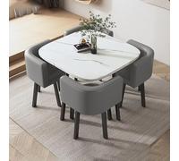 Mobile Table Bedside Stand Adjustable Office And Home Folding Table，Square Reception Table & Chair Set - 1 Table & 4 Chairs Combination for Living Room & Kitchen - Stylish Negotiation Desk F