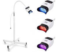 Mobile Teeth Whitening Machine with 3 Color Light - Led Teeth Whitening Light with Height Adjustable 75-95cm & 2 Adjustable Intensity Levels, Timer 1-30 Min, for Home, Beauty Salon