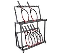 Mobile Tennis Racquet Storage,Tennis Racket Storage Rack, Badminton Racket Display Rack, Black 2-Tier Training Equipment Organizers Holder Organize Your Sports Racket Items Together and Will