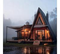 Mobile Tiny Triangle Glamping House Easy Assembly Luxury Modern Tiny Home Customizable Modular House for Family Space, Backyard Studio, or Remote Work Office for Adults