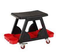Mobile Tool Cart, Multi-Functional Storage Seat, Durable Plastic and Steel Construction, Silent Swivel Casters, Ideal for Workshops and Garages