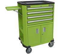 Mobile Tool Trolley - 4 Drawer & 2 Cupboard Workshop Trolley - Folding Side Tray