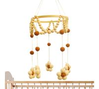 Mobile Toys, Bed Wind Chime, Hangable Overhead Decor with Soothing Bell, Sensory Development Focus, Soft Plush Ornament for Bassinet, Playpen, Bedroom, Cribs, 23.62x7.68 Inches