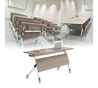 Mobile Training Table with Silent Casters, Sturdy Flip-Top Conference Desk for Office Seminars,Mobile Modular Desk for Dynamic Office Meetings and School Classrooms (12 120*a)