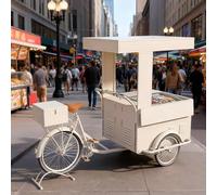 Mobile Tricycle Vending Cart with Beverage Display Case & Umbrella Ice Cream & Drinks Seller for Street Snacks & Playgrounds Portable Storage Solution Style 1