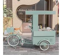 Mobile Tricycle Vending Cart with Beverage Display Ice Cream & Drink Station Umbrella & Storage for SnacksIdeal for Street Vendors & Playgrounds