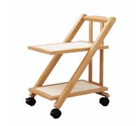 Mobile Trolley Organizer Storage Shelf with Lockable Wheels, Solid Wood Frame, Service Cart, 50kg Load Capacity for Kitchen and Living Room