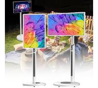 Mobile TV, 21.5/24/27/32 Inch Universal Smart Portable TV on Wheels 1080p Rotatable Rolling Tablet TV 4+64/8+128GB Storage-Wireless Projection Live Broadcasting for Home/Office 32in8G+128GWhite