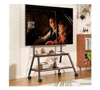 Mobile TV Cart Easel Rolling TV Stand, Portable Floor TV Stand With Locking Wheels, With Double-layer Storage Shelves, Height Adjustable(Black)