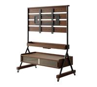 Mobile TV Cart,Modern Television Stand with Wooden Storage Shelf,Rolling TVs Cart on Wheels Height Adjustable Heavy-Duty Floor Stand Base for 40 to 85 inch TV(A)