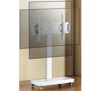 Mobile TV Cart on Wheels - Portable Floor TV Stand Holds, for 26-70 Inch LED Flat Screen, Up to 100kg, Horizontal and Vertical Screen Fixed,White-26-60in