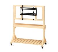 Mobile TV Cart Rolling TV Stand for 40-85 inch TVs Up to 110lbs, Heavy-Duty Portable TV Stand on Wheels with 2-Tier Wooden Storage Shelves, Height Adjustable,